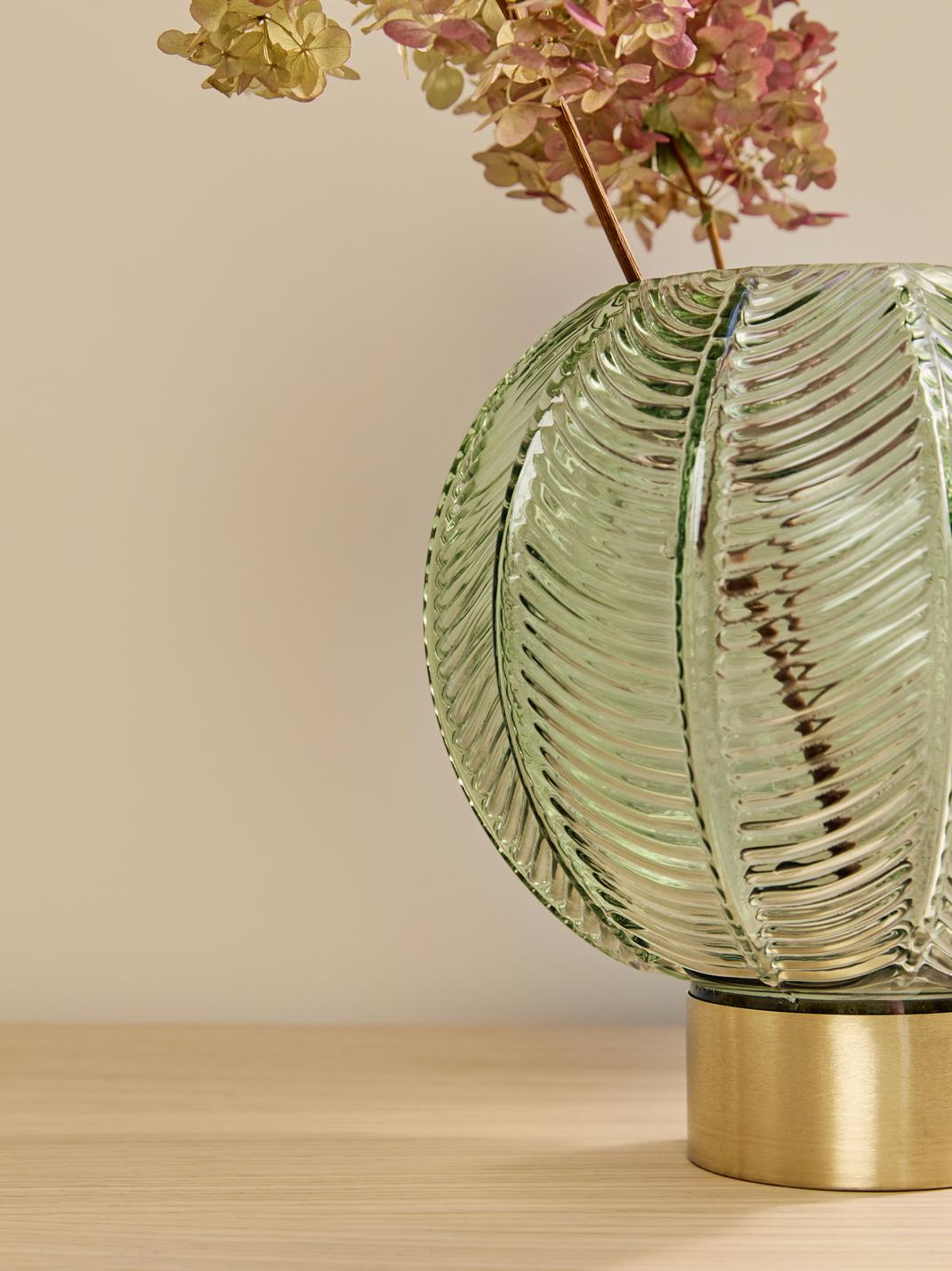 Vase sphérique strié au style art déco مزهرية زجاج