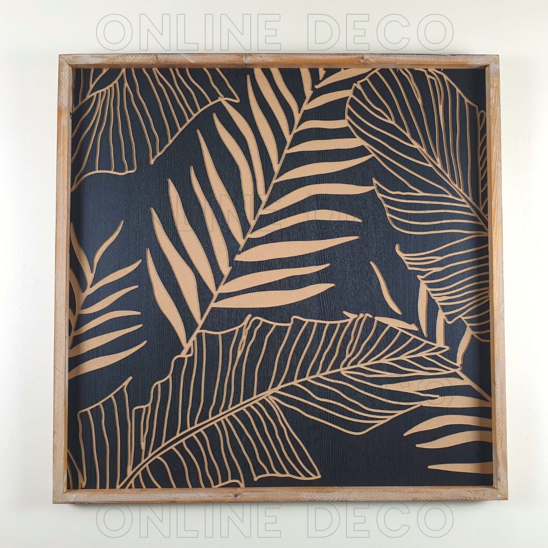 Tableau en bois sculpté - décoration murale ethnique chic - 90cm x 90cm