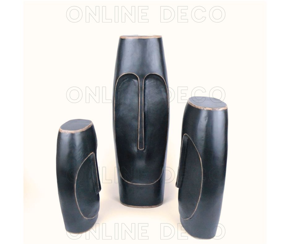 Ensemble de 3 têtes africaines couleur noire رؤوس نحتية