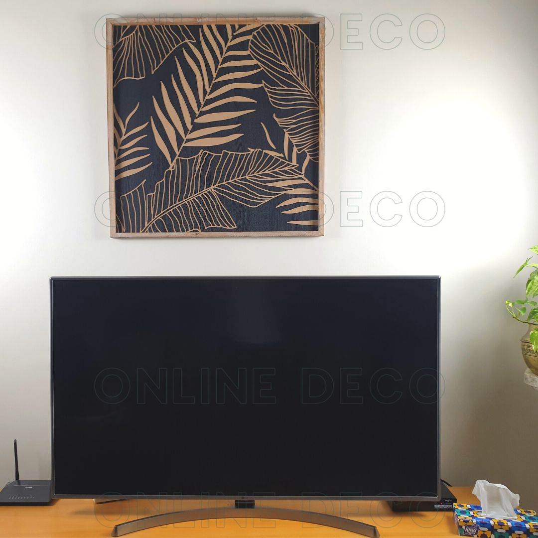 Tableau en bois sculpté - décoration murale ethnique chic - 90cm x 90cm