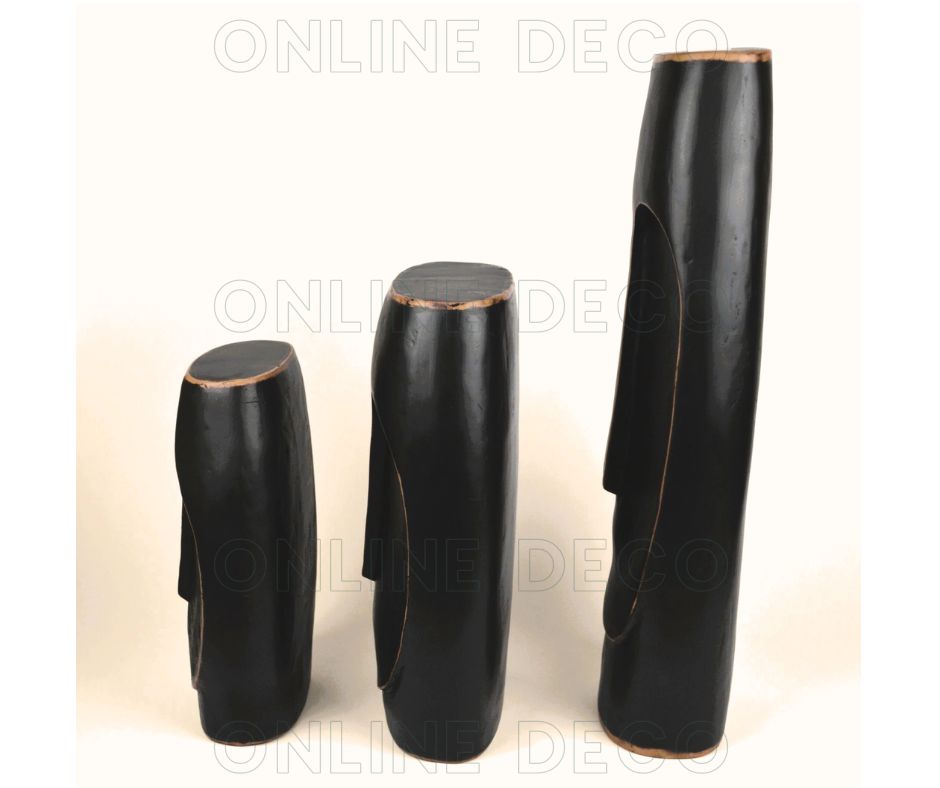 Ensemble de 3 têtes africaines couleur noire رؤوس نحتية