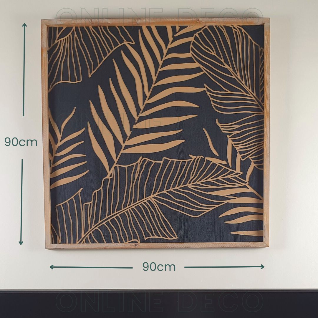 Tableau en bois sculpté - décoration murale ethnique chic - 90cm x 90cm