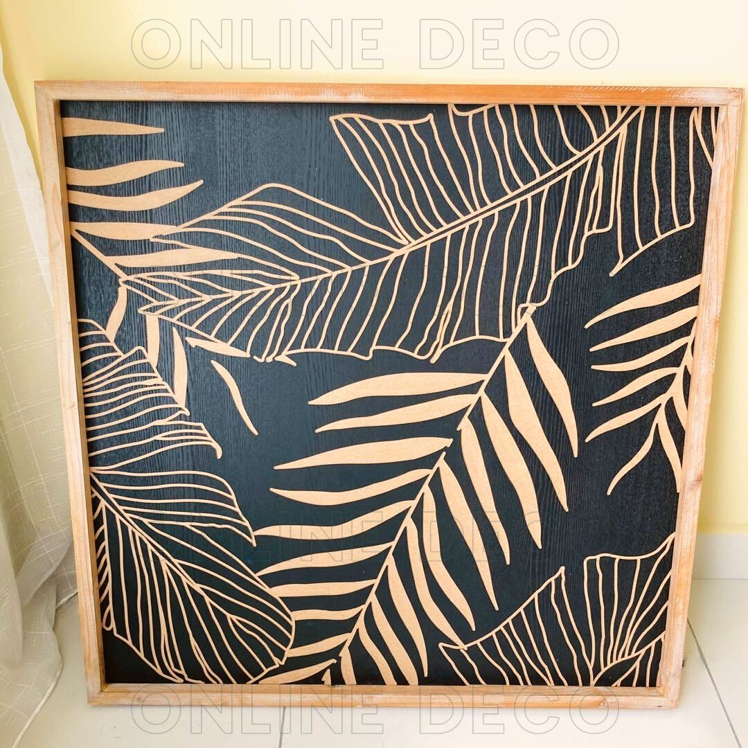 Tableau en bois sculpté - décoration murale ethnique chic - 90cm x 90cm