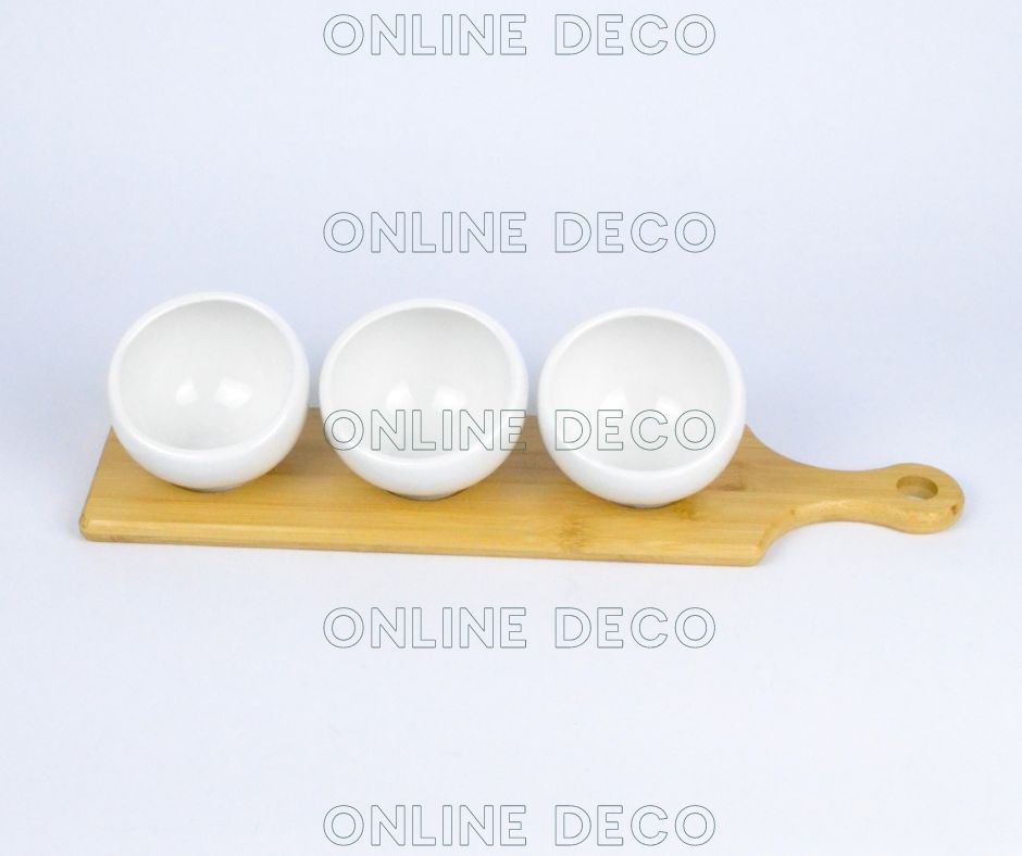 Set de 3 bols à sauce tronqués en céramique/bambou