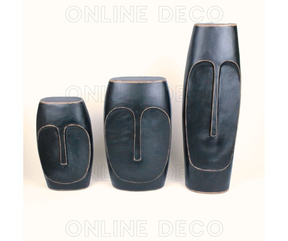 Ensemble de 3 têtes africaines couleur noire رؤوس نحتية