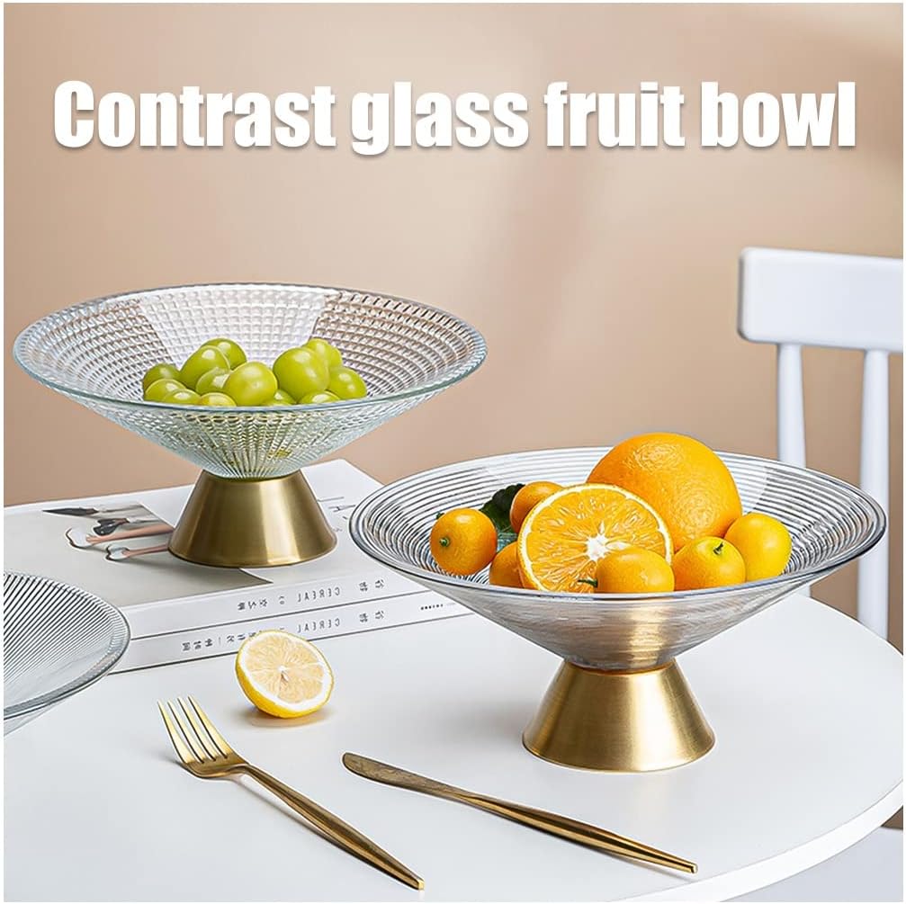 LIQUIDATION Coupe à Fruits en Verre avec Base Dorée 🎁🏡 طبق الفاكهة الزجاجي 🍇🍓🥝