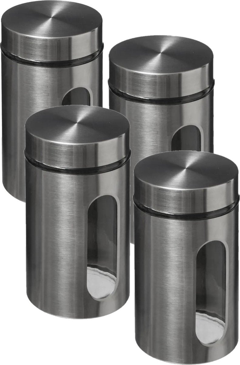 Bocaux de conservation en verre - chrome brossé / noir mat 0.9L