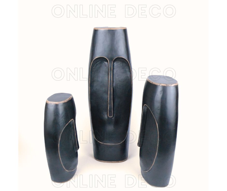 Ensemble de 3 têtes africaines couleur noire رؤوس نحتية