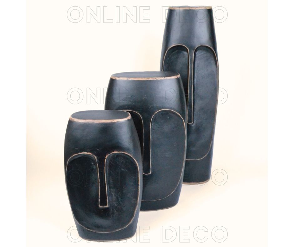 Ensemble de 3 têtes africaines couleur noire رؤوس نحتية