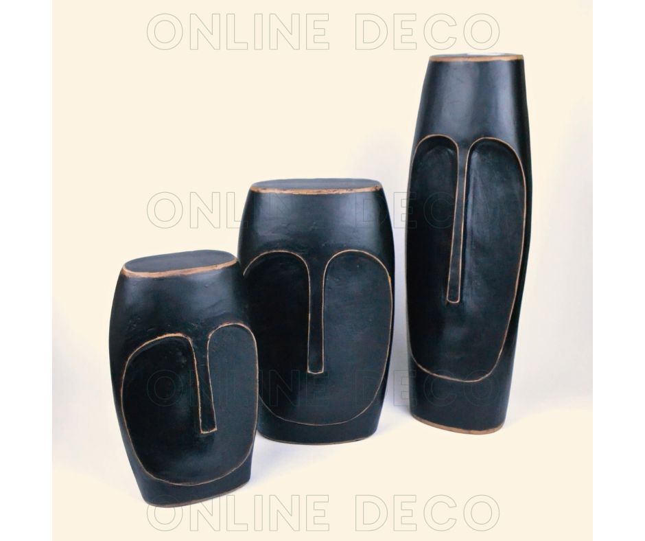 Ensemble de 3 têtes africaines couleur noire رؤوس نحتية