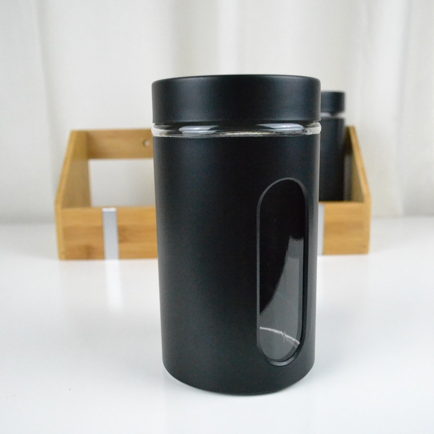 Bocaux de conservation en verre - chrome brossé / noir mat 0.9L