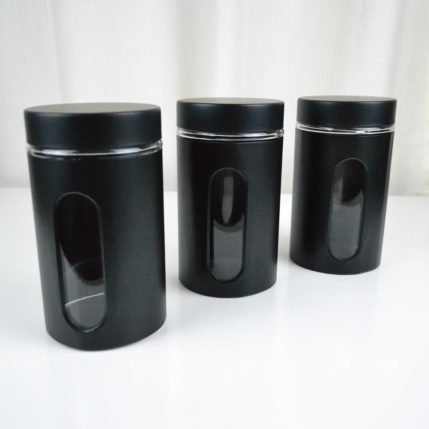 Bocaux de conservation en verre - chrome brossé / noir mat 0.9L