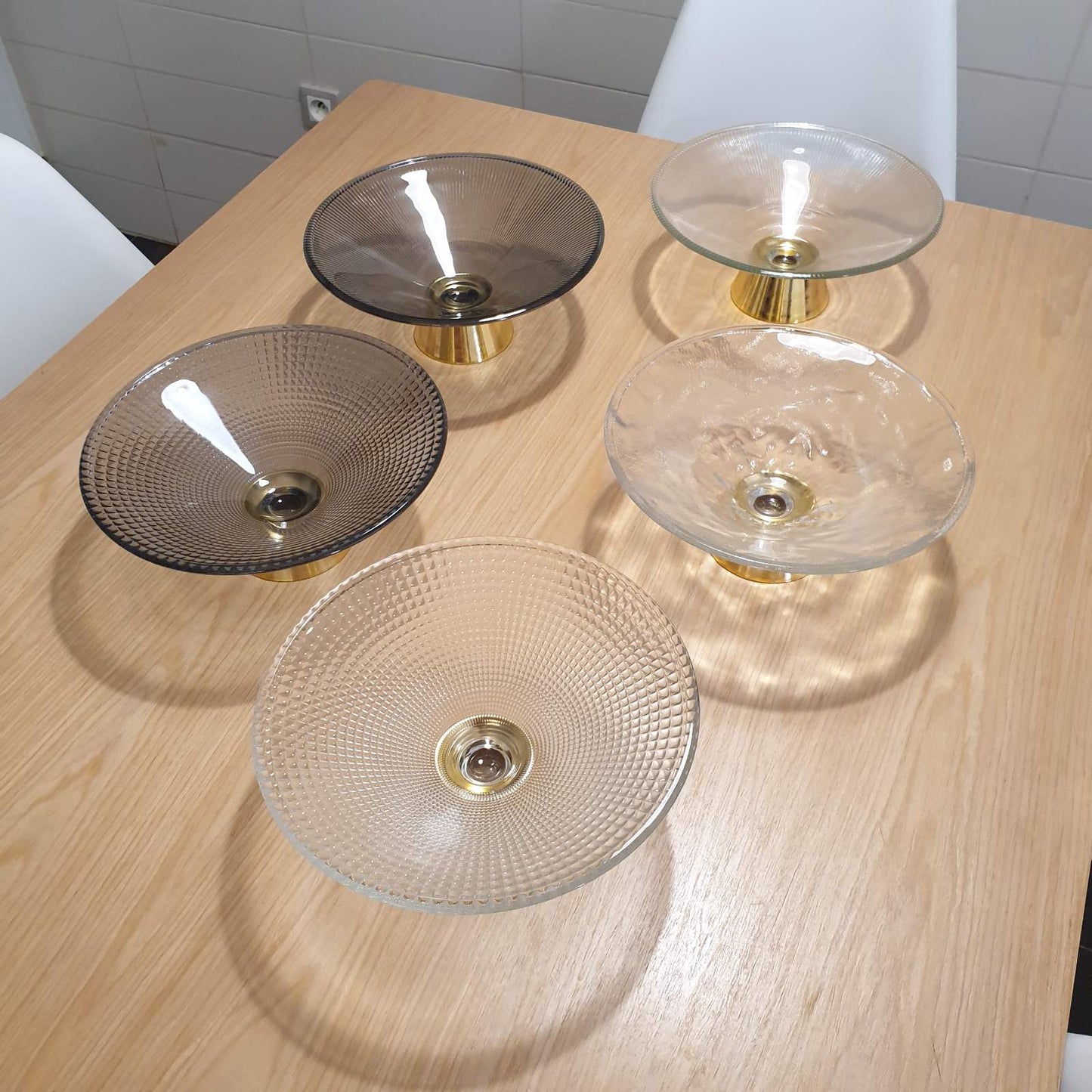 LIQUIDATION Coupe à Fruits en Verre avec Base Dorée 🎁🏡 طبق الفاكهة الزجاجي 🍇🍓🥝