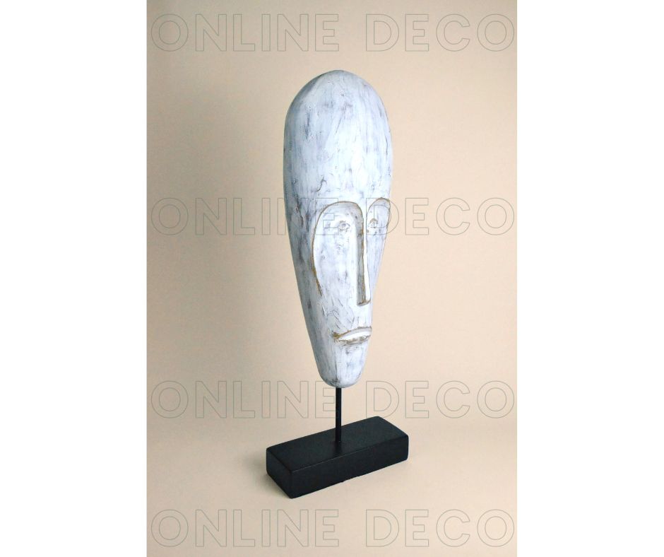 Art tribal - 4 sculptures de têtes africaines blanches  رؤوس إفريقية