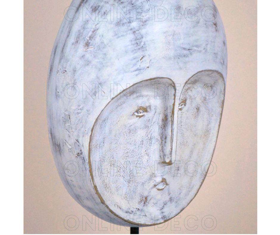 Art tribal - 4 sculptures de têtes africaines blanches  رؤوس إفريقية