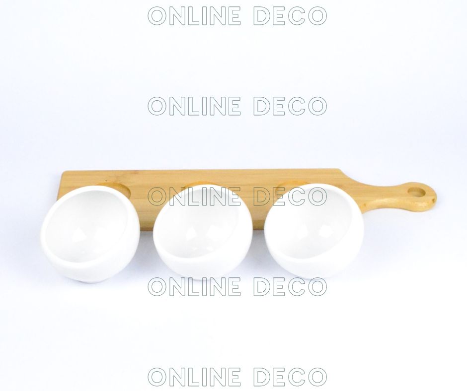 Set de 3 bols à sauce tronqués en céramique/bambou