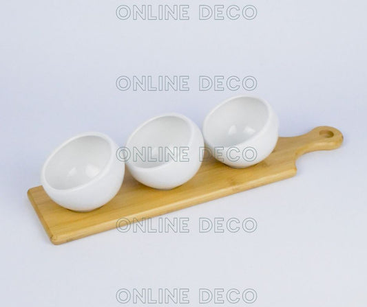 Set de 3 bols à sauce tronqués en céramique/bambou