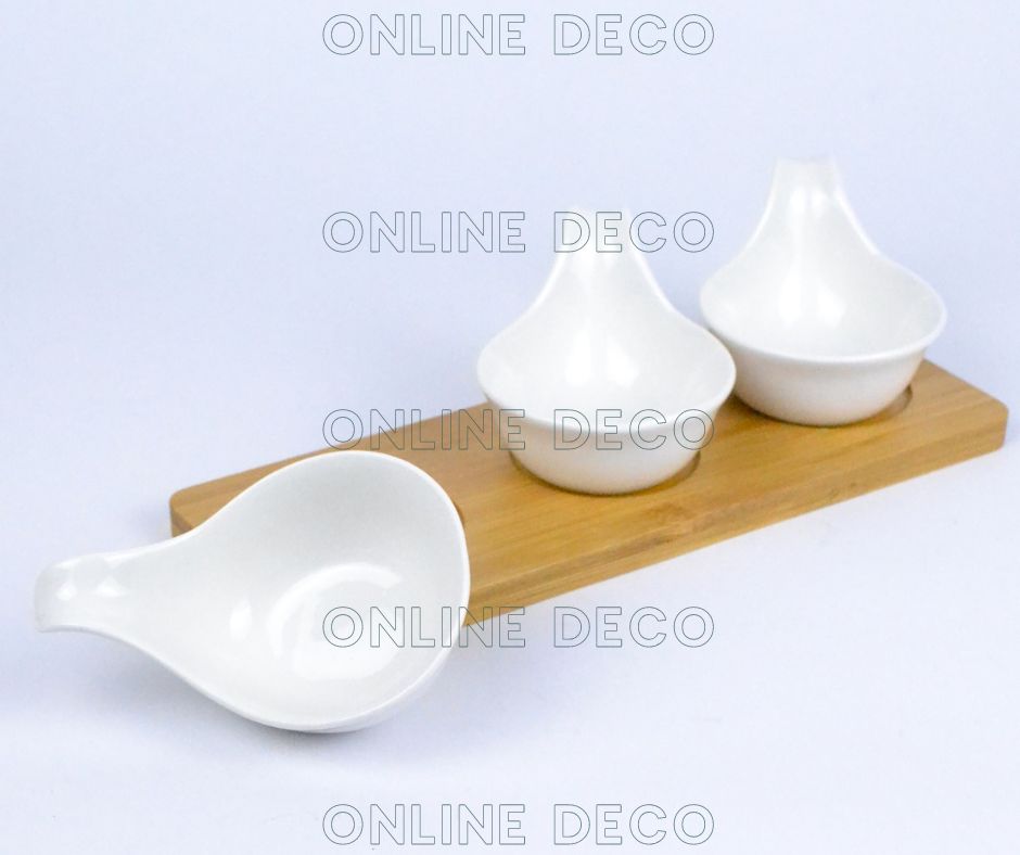 Ensemble de 3 bols à sauce en céramique/bambou