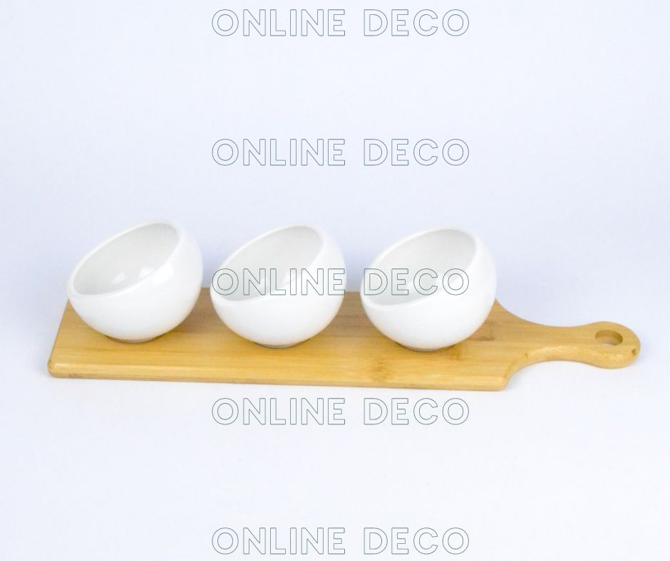 Set de 3 bols à sauce tronqués en céramique/bambou