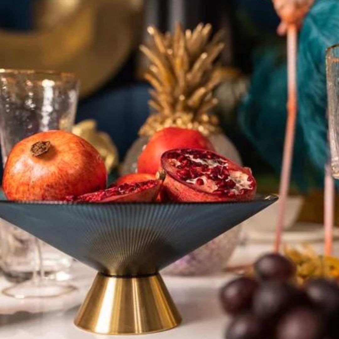 LIQUIDATION Coupe à Fruits en Verre avec Base Dorée 🎁🏡 طبق الفاكهة الزجاجي 🍇🍓🥝