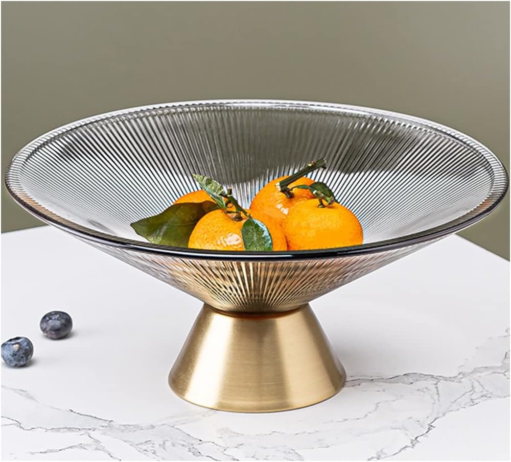 LIQUIDATION Coupe à Fruits en Verre avec Base Dorée 🎁🏡 طبق الفاكهة الزجاجي 🍇🍓🥝