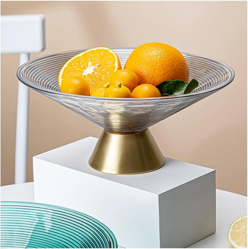 LIQUIDATION Coupe à Fruits en Verre avec Base Dorée 🎁🏡 طبق الفاكهة الزجاجي 🍇🍓🥝