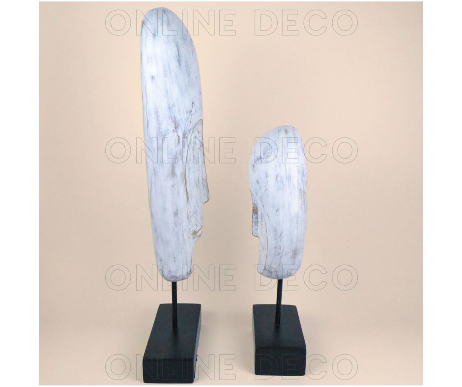 Art tribal - 4 sculptures de têtes africaines blanches  رؤوس إفريقية