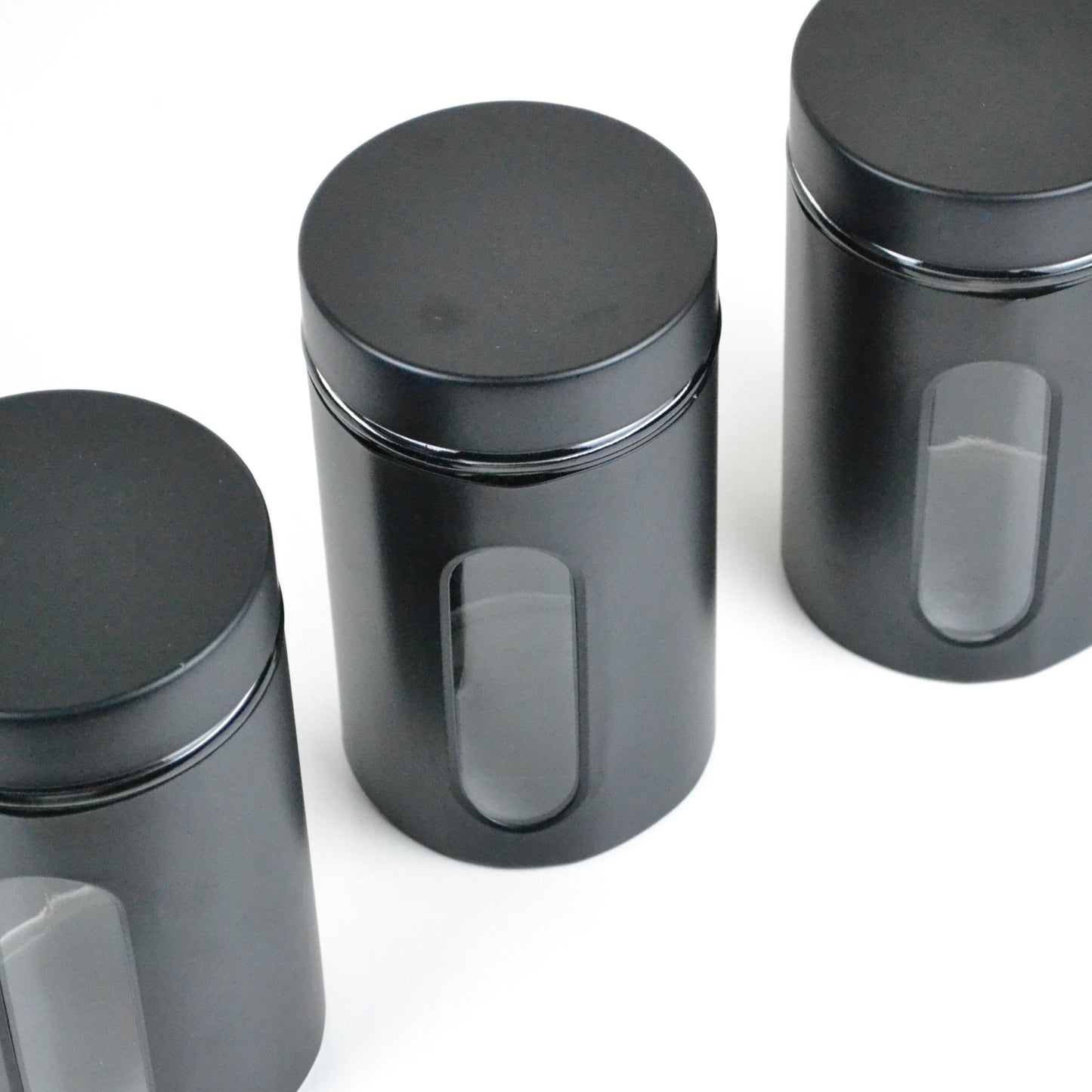 Bocaux de conservation en verre - chrome brossé / noir mat 0.9L