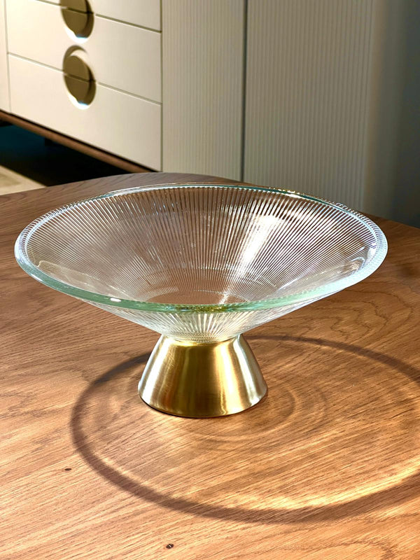 LIQUIDATION Coupe à Fruits en Verre avec Base Dorée 🎁🏡 طبق الفاكهة الزجاجي 🍇🍓🥝