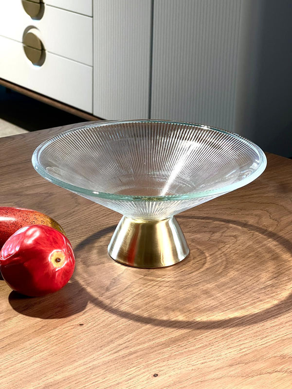 LIQUIDATION Coupe à Fruits en Verre avec Base Dorée 🎁🏡 طبق الفاكهة الزجاجي 🍇🍓🥝