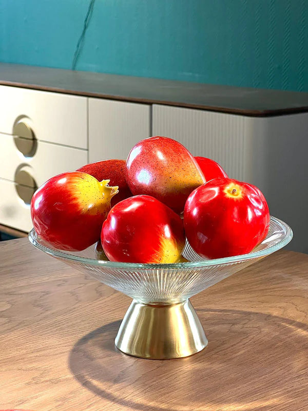 LIQUIDATION Coupe à Fruits en Verre avec Base Dorée 🎁🏡 طبق الفاكهة الزجاجي 🍇🍓🥝