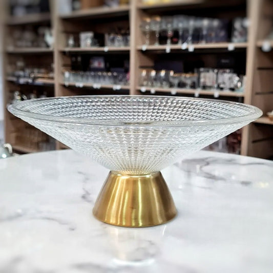 LIQUIDATION Coupe à Fruits en Verre avec Base Dorée 🎁🏡 طبق الفاكهة الزجاجي 🍇🍓🥝