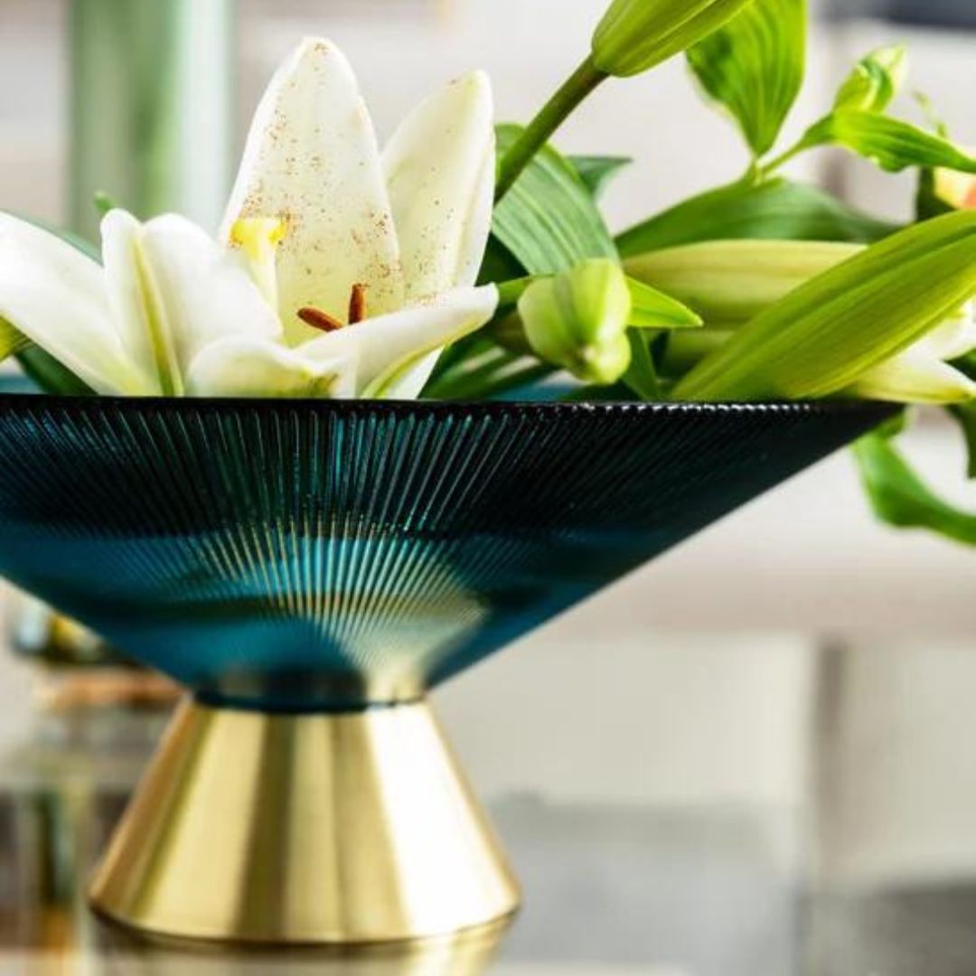 LIQUIDATION Coupe à Fruits en Verre avec Base Dorée 🎁🏡 طبق الفاكهة الزجاجي 🍇🍓🥝